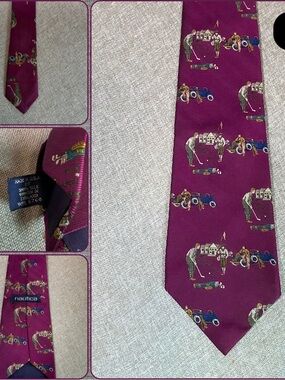 Nautica Golf Silk Tie Burgundy USA Woven England
